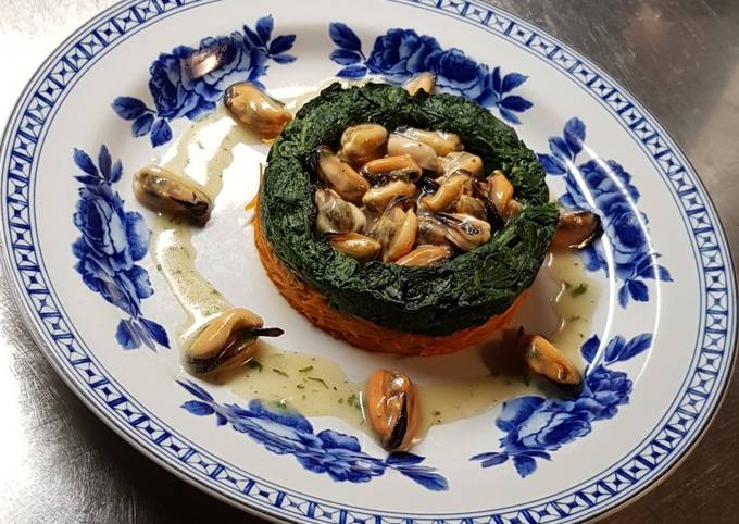 Passi a Fai  Premiato Cozze con carote e spinaci