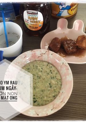 Hình của món Cháo yến mạch -sườn non rim mật ong.