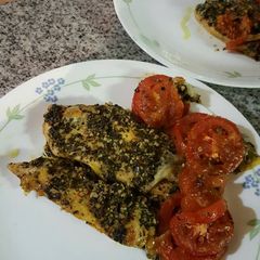 A picture of Baked Chicken pesto.