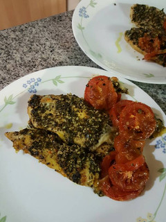 A picture of Baked Chicken pesto.