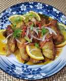 Cá chẽm sốt cam