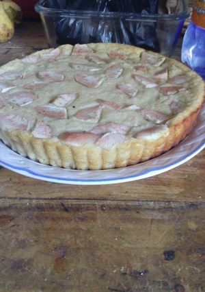Una foto de Budin de pan con peras