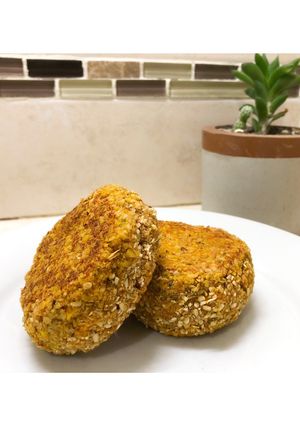 Una foto de Croquetas de garbanzos, zapallo 🎃 y zanahoria 🥕🧡