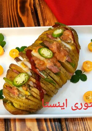 عکسی از دستور سیب زمینی آکاردئونی