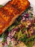 Grilled Salmon with chopped kale salad