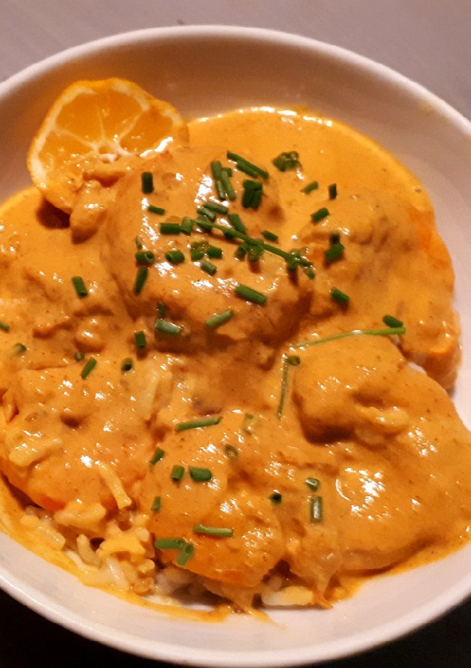 Une photo de Crevette curry coco