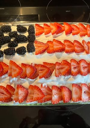 A picture of 4th of July BBQ Shortcake.