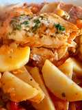 Guisado de merluza con garbanzos. #masconmenos #elrefranero