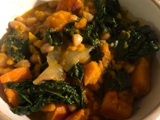 Slow herby squash and beans - vegan