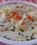 Tárkonyos, csirkés tortellini leves