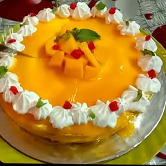 A picture of Eggless Mango cake.