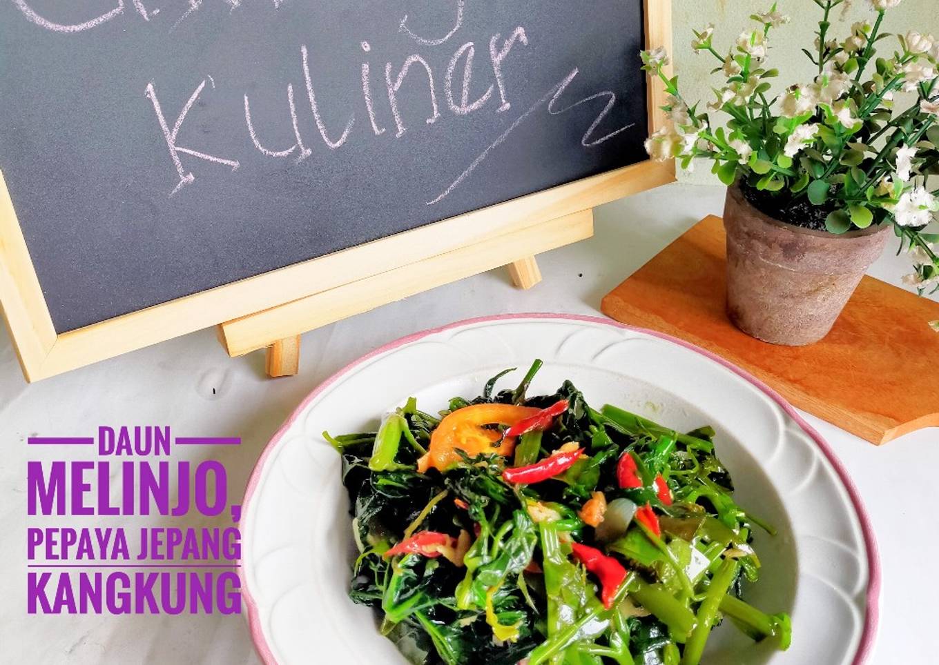 Memanggang daun pepaya Jepang kangkung melinho
