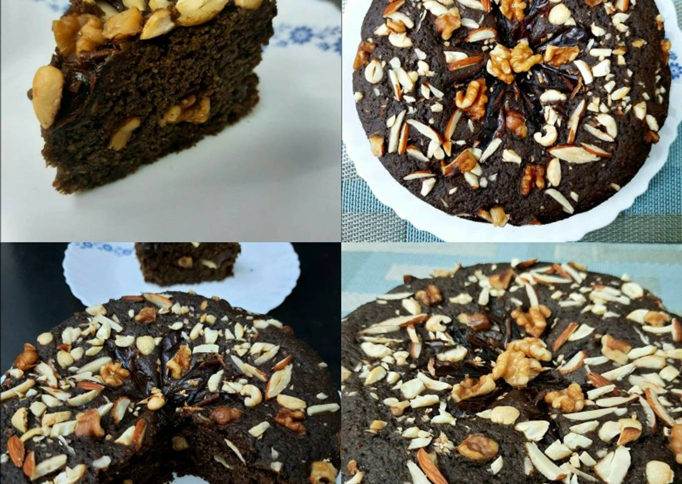 Oats Dates and Walnuts Chocolate Cake