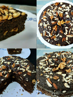 A picture of Oats Dates and Walnuts Chocolate Cake.
