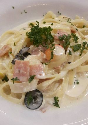 Foto resep Fettuccine carbonara chicken