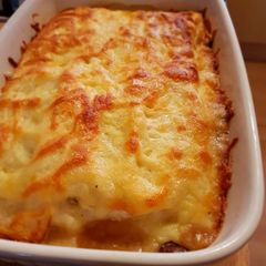 Chicken and mushroom lasagne A picture of Chicken and mushroom lasagne.