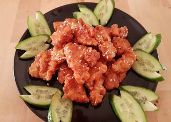 How To Serving Recipe Breast chicken popcorn with a glaze of honey ranch sauce Home Style