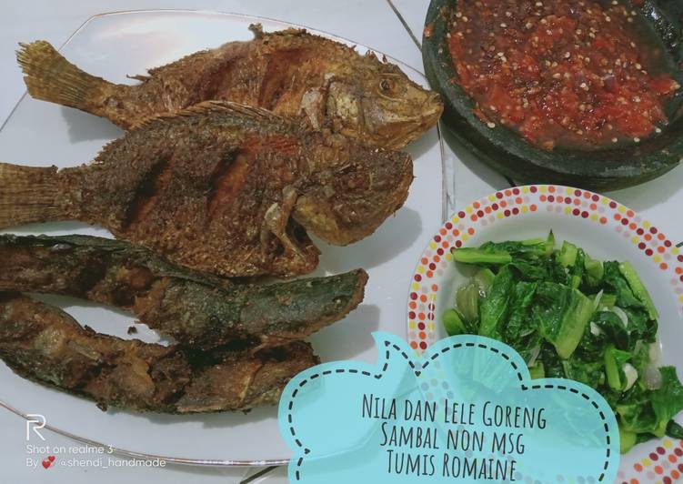 Nila dan lele goreng, tumis romaine