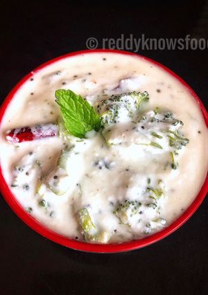 A picture of Flavourful Brocolli Mint Raita.