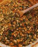 Tuscan white bean stew soup with kale and spelt🍲