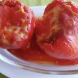 Pimiento rojo relleno con chorizo y beicon