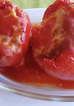 Foto principal de Pimiento rojo relleno con chorizo y beicon