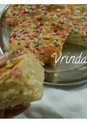 A picture of Eggless Tutti fruity Cake.