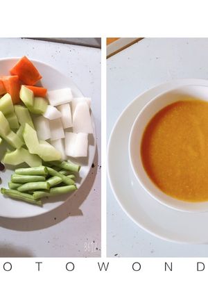 Hình của món Ăn dặm bé 6 tháng: cháo rau củ thập cẩm đậu đỏ.