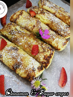 A picture of Cinnamon and sugar crepes.