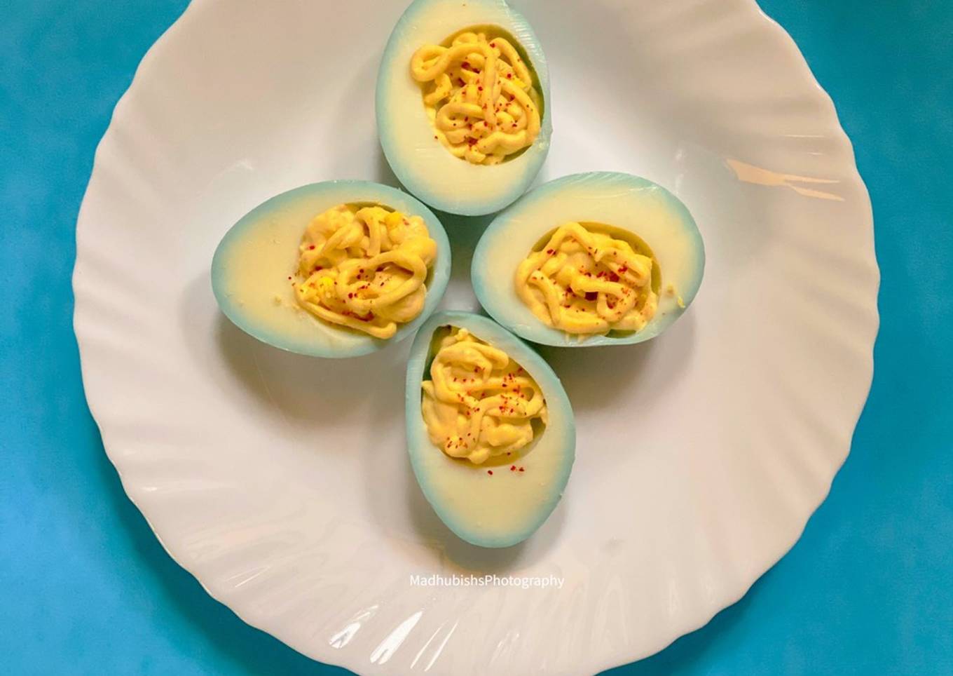 Blue Devilled Eggs