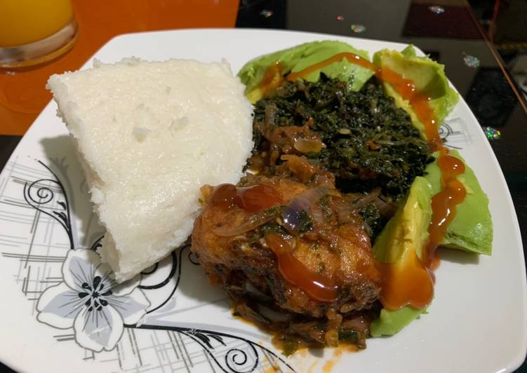 Ugali, kales and fish