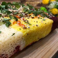 A picture of Marble Sooji or Rava Dhokla – Holi Special.