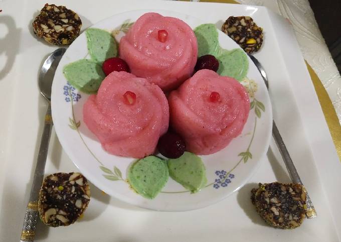 Sooji roses with chocolate leaves