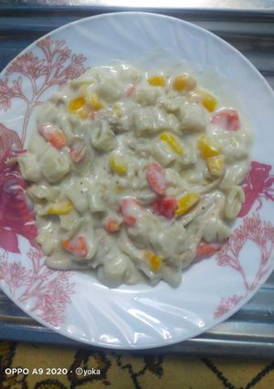 صورة لوصفة معكرونه بالوايت صوص والفراخ