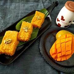 A picture of Mango Milk Cake.