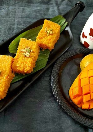 A picture of Mango Milk Cake.