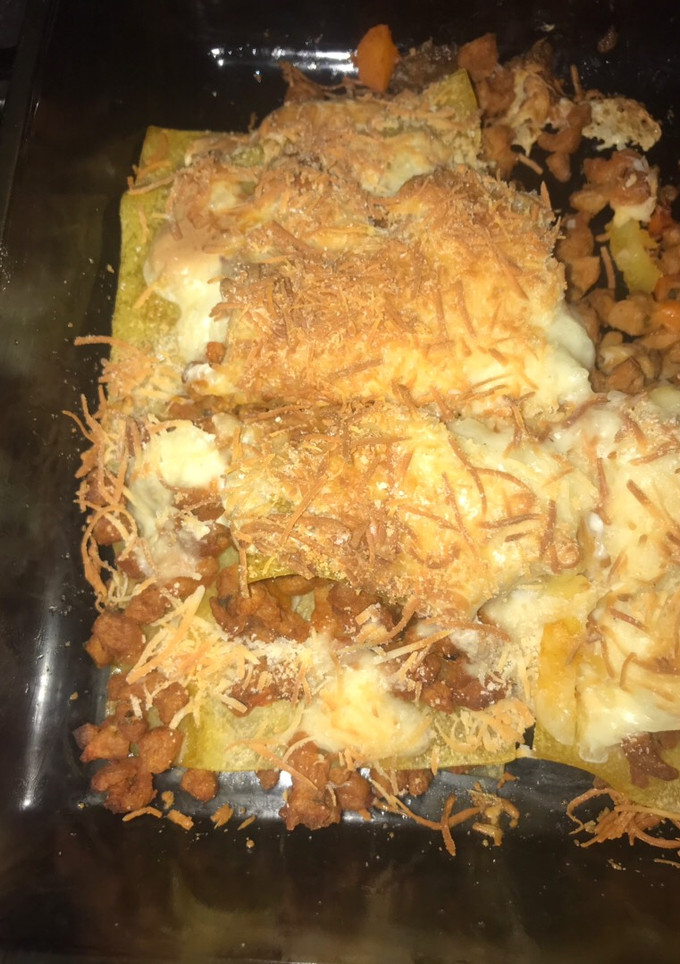 Una foto de Lasaña de soja texturizada sin gluten