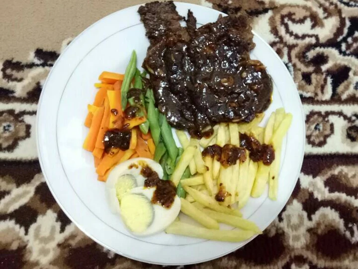 Cara Gampang Menyiapkan Resep Beef steak bbq lada hitam home made by dyah yudistira yang  Bikin Ketagihan Anti Ribet, Uenak Banget