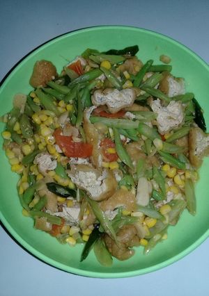 Foto resep Tumis buncis +jagung manis+tahu pong