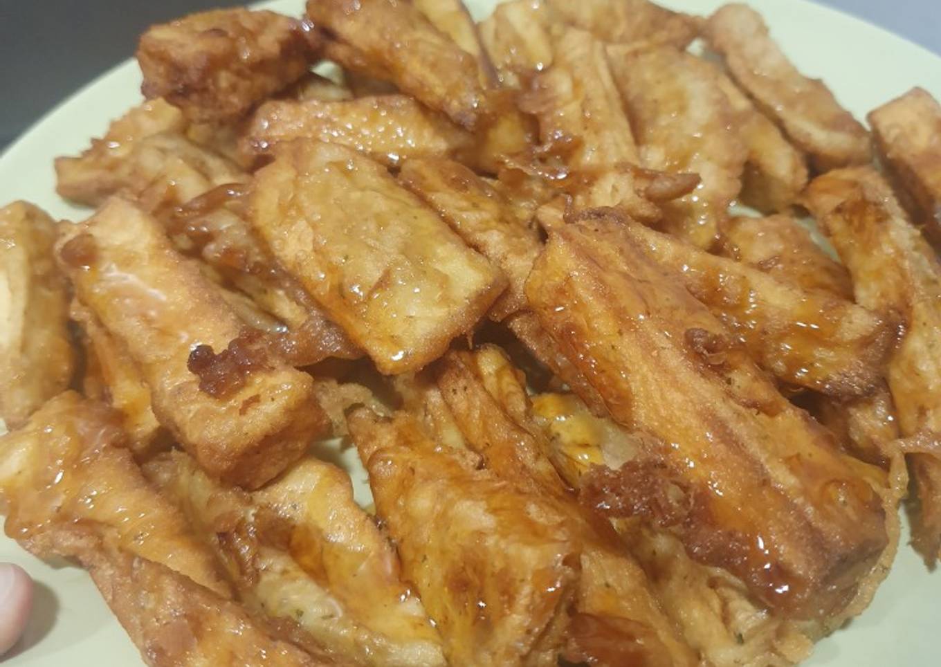 Berenjena rebozada con un toque de miel