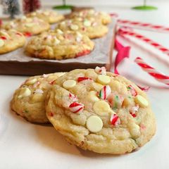 A picture of White Chocolate Candy Cane Cookies.