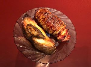 Una foto de Papas al estilo hasselback
