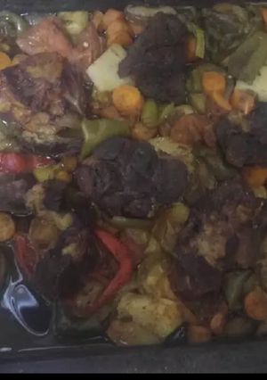 صورة لوصفة صينيه لحمة بالخضار مشويه بالفرن
