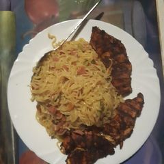 A picture of Sausage Noddles.