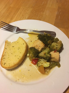 A picture of Chicken and vegetables.