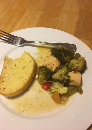 A picture of Chicken and vegetables.