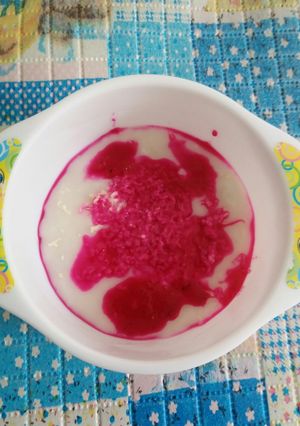 Foto resep Mpasi 6mo bubur sumsum saus naga merah