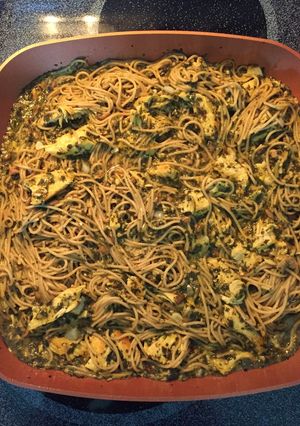 A picture of Pesto Chicken Spaghetti.