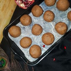 Pomegranate besan ladoo A picture of Pomegranate besan ladoo.