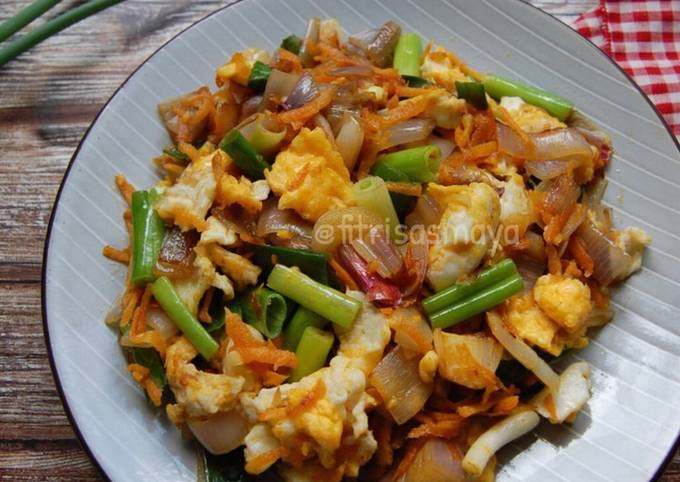 Resep: Orak Arik Telur Bawang Merah, Simple, Yummy👌 Ekonomis Untuk Jualan